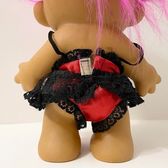 Vintage Russ Troll Doll Red Hot With Lingerie 7 Inch Tall Toy Stains - Picture 13 of 16